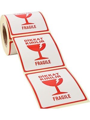 Esranın Dünyası Hazır Kırılır Etiketi, Fragile Label 70MM x 80MM Ruloda 250 Adet Sticker, Koli Için Çıkartma Güvenlik Etiketi, Dikkat Kırılır Uyarı