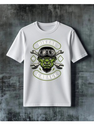 Comvicho Bikers Canavarli Logo Baskılı Oversize Tişört