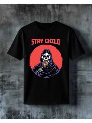 Comvicho Stay Child Olum Kafa Baskılı Oversize Tişört