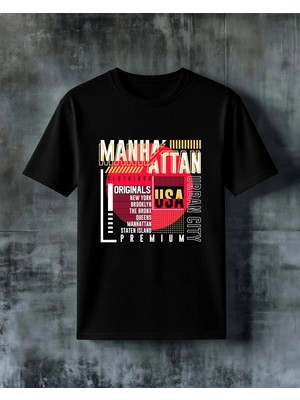 Comvicho Manhattan Giyim Usa Baskılı Oversize Tişört