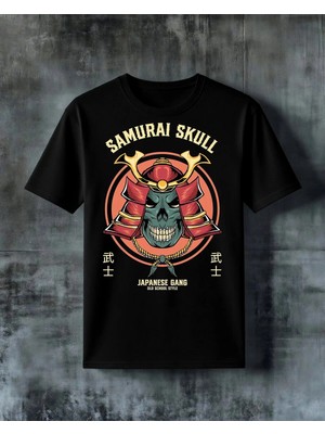 Comvicho Samurai Skull Japon Gang Baskılı Oversize Tişört