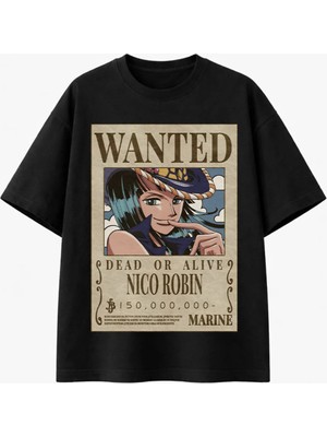 Comvicho Wanted Nıcorobın Baskılı Siyah Tişört