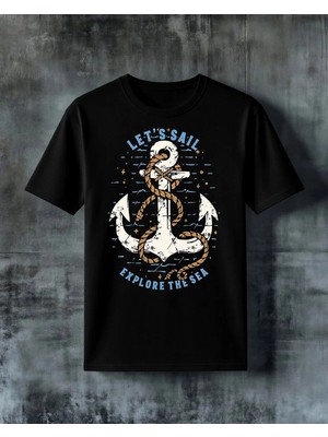 Comvicho Let Sail Anchor Baskılı Oversize Tişört