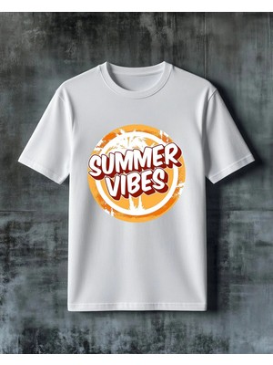 Comvicho Summer Vibes Yaz Baskılı Oversize Tişört