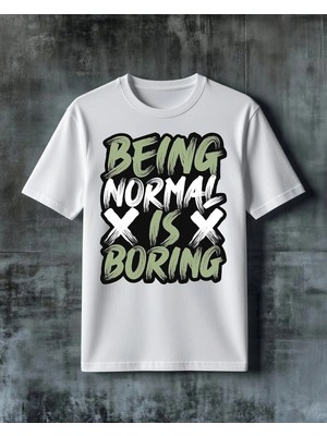 Comvicho Being Normal Boring Baskılı Oversize Tişört