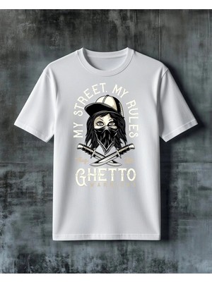 Comvicho Ghetto Warriors Thug Life Baskılı Oversize Tişört