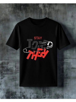 Comvicho Stay Toggled Motivasyon Baskılı Oversize Tişört