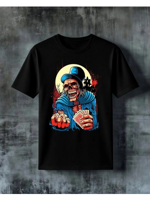 Comvicho Skull Kart Cadi Sanati Baskılı Oversize Tişört