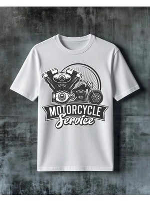 Comvicho Motorcycle Service Motor Baskılı Oversize Tişört