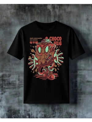 Comvicho Choco Hug Cokolata Baskılı Oversize Tişört