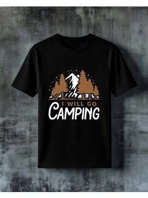 Comvicho I Will Go Camping Baskılı Oversize Tişört