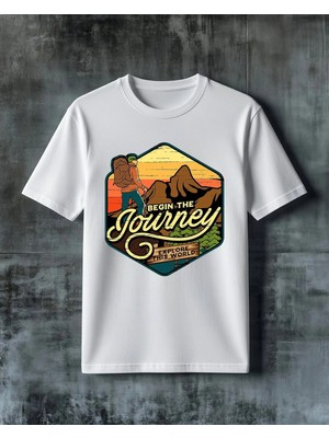 Comvicho Begin Journey Macera Baskılı Oversize Tişört