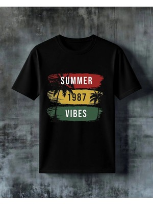 Comvicho Summer Vibes Baskılı Oversize Tişört