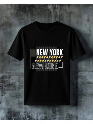 Comvicho Soyut Geometrik Baskılı Oversize Tişört