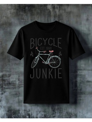 Comvicho Bicycle Junkie Bisiklet Baskılı Oversize Tişört