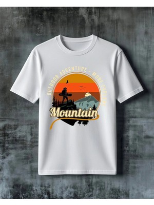 Comvicho Outdoor Adventure Mountain Baskılı Oversize Tişört