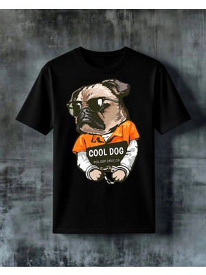 Comvicho Cool Dog Bulldog Baskılı Oversize Tişört