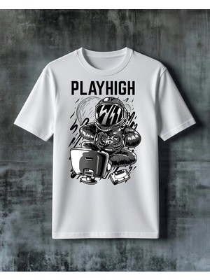 Comvicho Playhigh Astronot Baskılı Oversize Tişört