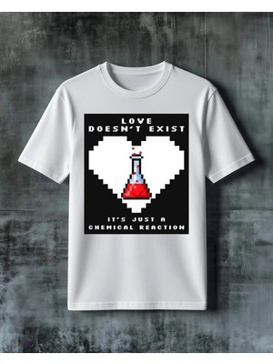 Comvicho Love Kimya Pixel Art Baskılı Oversize Tişört