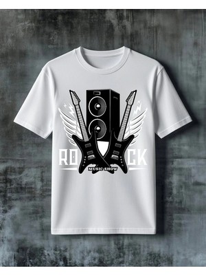 Comvicho Music Show Gitar Baskılı Oversize Tişört