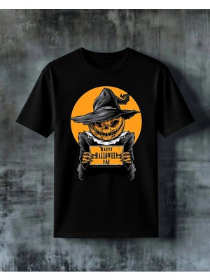 Comvicho Happy Halloween Kabak Kafasi Baskılı Oversize Tişört