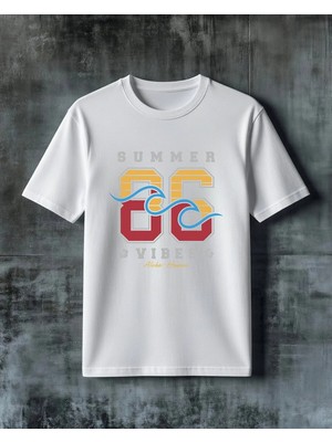 Comvicho Summer Vibes Hawaii Aloha Baskılı Oversize Tişört
