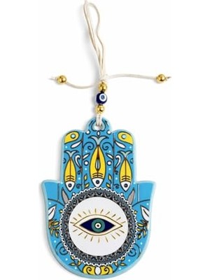 Esranın Dünyası Seramik Nazar Duvar Süsü – Fatma Eli (Hamsa) | 13 cm El Yapımı | Kapı Girişi & Salon Dekoru | Anlamlı Hediye