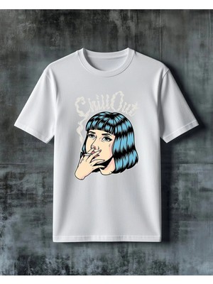 Comvicho Grilled Out Kadin Ilustrasyon Baskılı Oversize Tişört