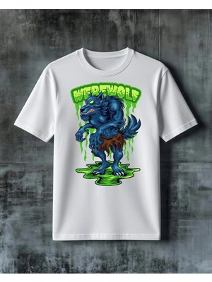 Comvicho Werewolf Canavar Baskılı Oversize Tişört
