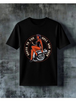 Comvicho Ride To Hell Turbo Baskılı Oversize Tişört