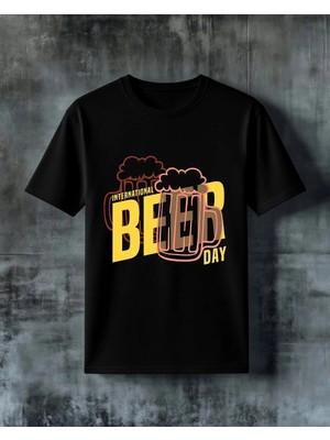 Comvicho International Beer Day Baskılı Oversize Tişört