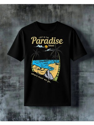 Comvicho Lost Paradise Island Baskılı Oversize Tişört