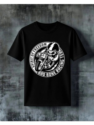 Comvicho Spirit Of Freedom Motosiklet Baskılı Oversize Tişört