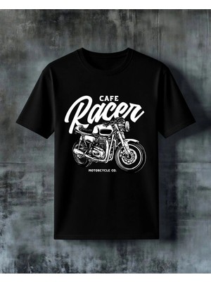 Comvicho Motosiklet Cafe Racer Baskılı Oversize Tişört