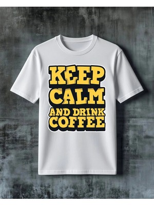 Comvicho Keep Calm Kahve Baskılı Oversize Tişört