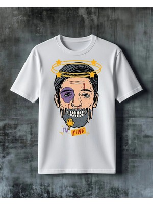 Comvicho Im Fine Kuru Kafa Baskılı Oversize Tişört