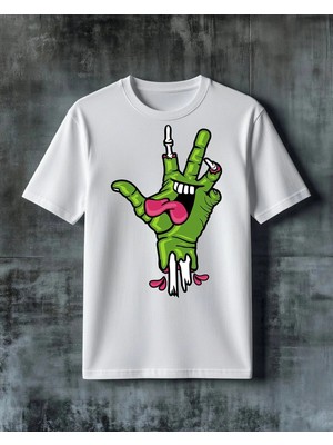 Comvicho Zombie El Baskılı Oversize Tişört