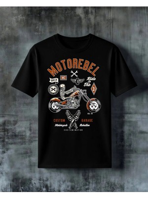 Comvicho Motorebel Custom Garage Baskılı Oversize Tişört