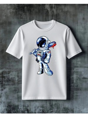 Comvicho Astronot Uzay 13 Baskılı Oversize Tişört