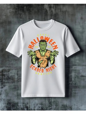 Comvicho Halloween Frankenstein Baskılı Oversize Tişört