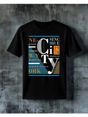 Comvicho Newyork Poster Baskılı Oversize Tişört