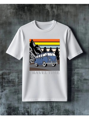 Comvicho Travel Time Vintage Van Baskılı Oversize Tişört