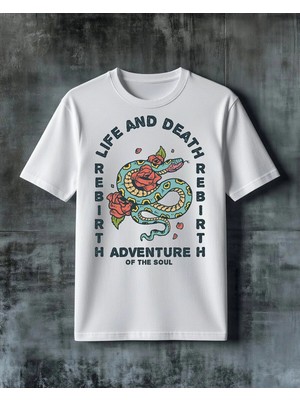 Comvicho Yilan Gul Adventure Soul Baskılı Oversize Tişört