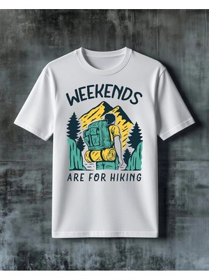Comvicho Weekends Hiking Dag Turu Baskılı Oversize Tişört