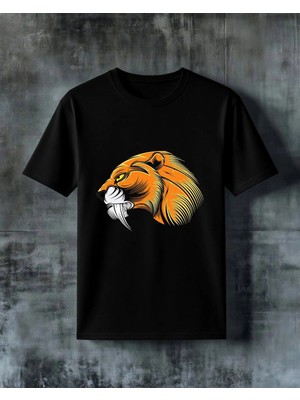 Comvicho Aslan Kafa Baskılı Oversize Tişört