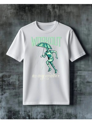 Comvicho Workout Yagmur Baskılı Oversize Tişört