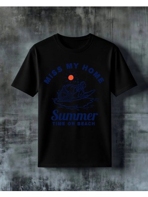 Comvicho Miss My Home Deniz Kizi Baskılı Oversize Tişört