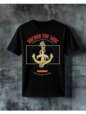 Comvicho Anchor Soul Vintage Tattoo Baskılı Oversize Tişört