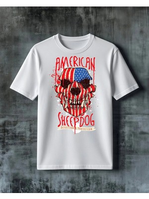Comvicho American Shepdog Kara Balik Baskılı Oversize Tişört