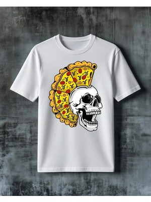 Comvicho Pizza Kafa Kafatasi Baskılı Oversize Tişört